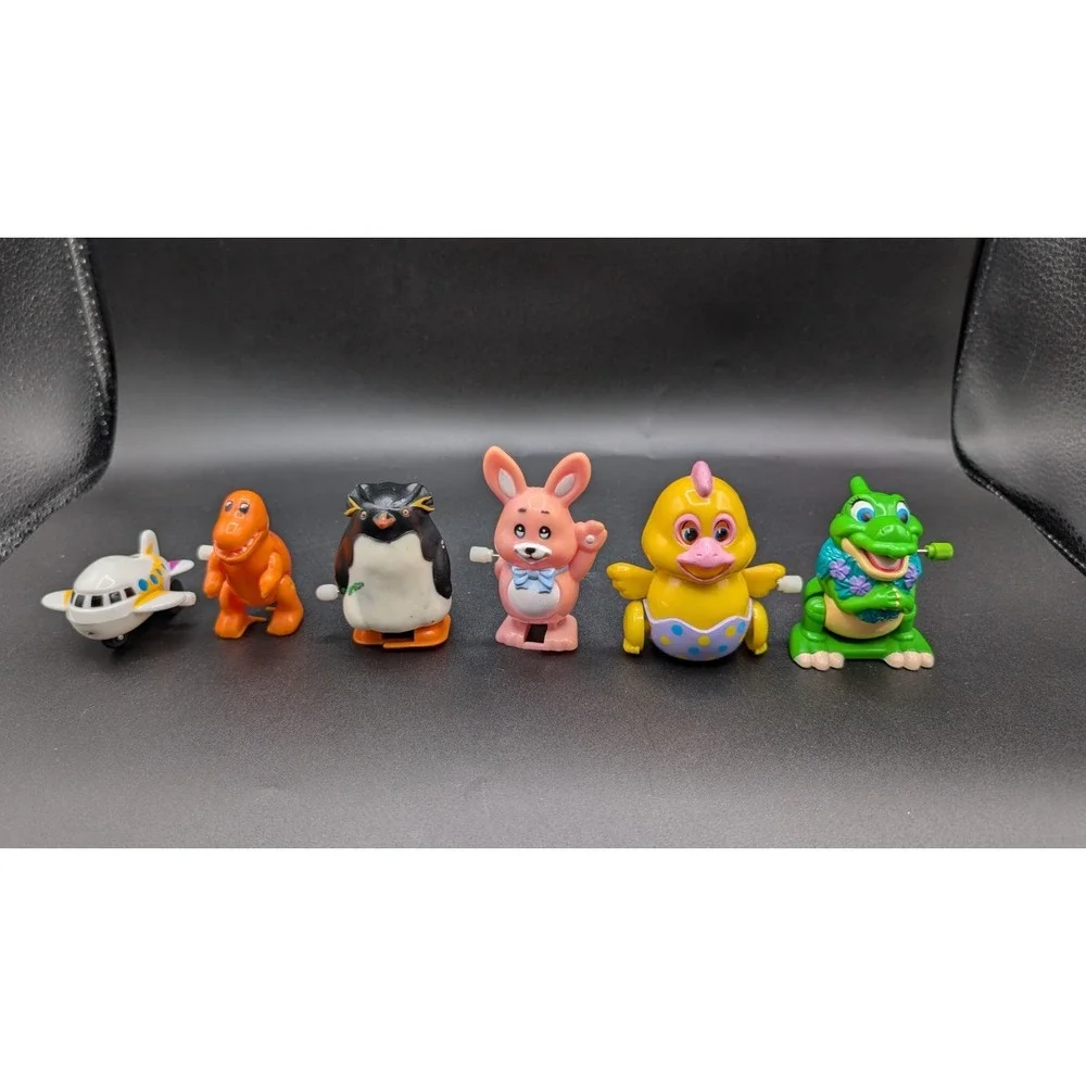 Vintage Variety Lot of 6 Plastic Wind Up Ramp Walkers Figurines